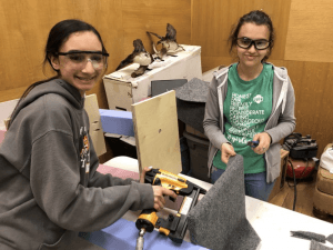 Cadettes working on cat trees