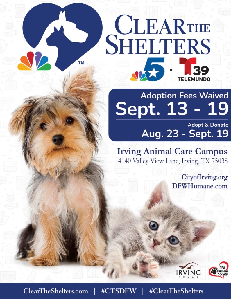 Adopt and Donate for Clear the Shelters DFW Humane Society