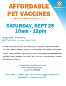 Spay Neuter Network Affordable Pet Vaccines September 25